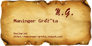 Maninger Gréta névjegykártya